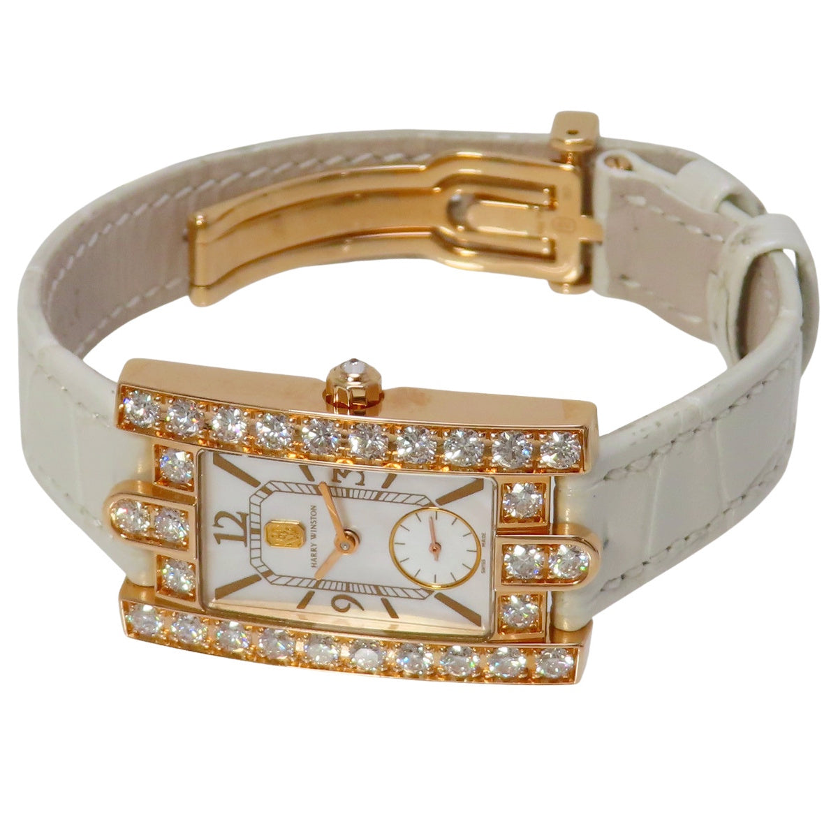 アヴェニュー・クラシック ベゼルダイヤ AVEQHM21RR023 PG/革 ホワイト クオーツ レディース