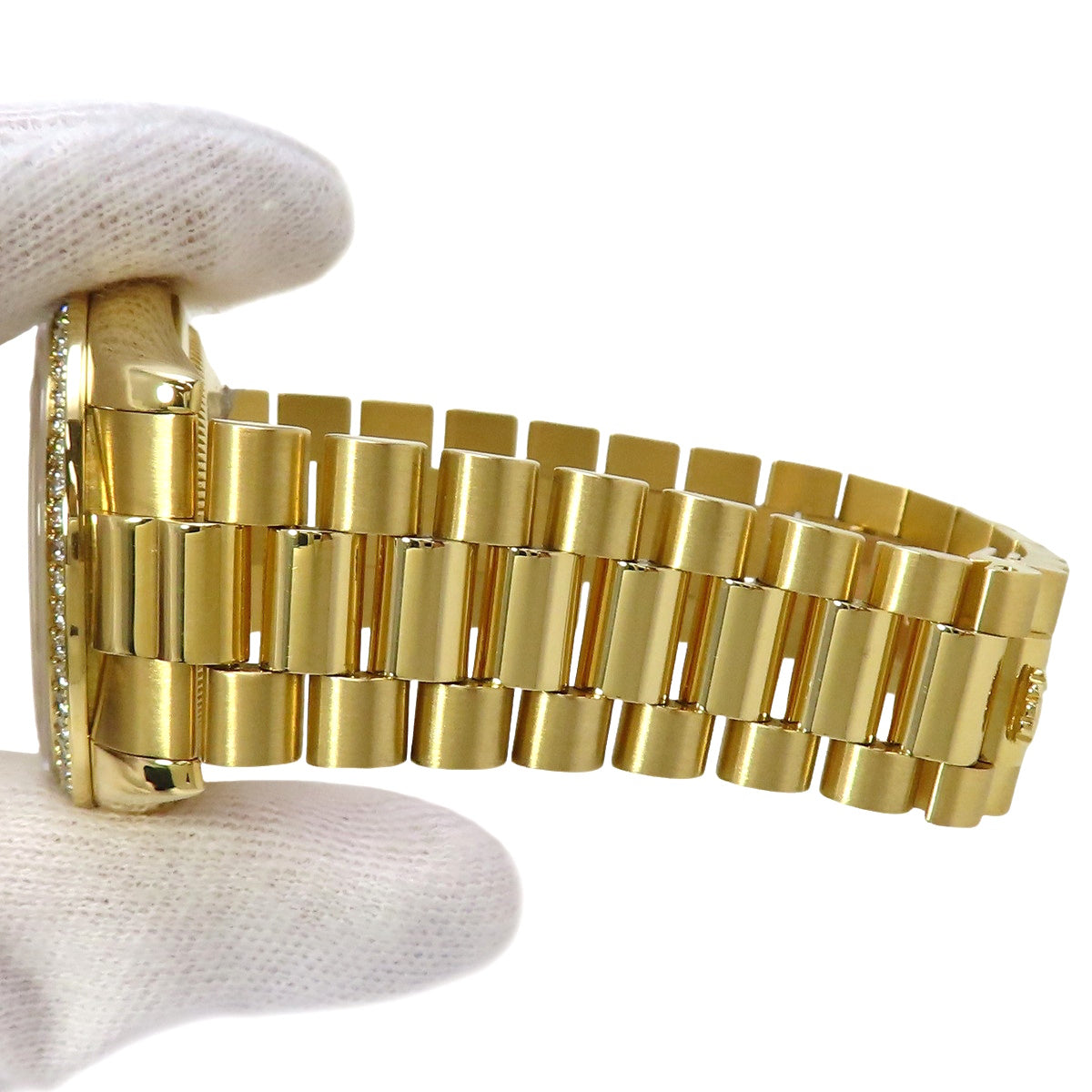 日期星期显示钻石表圈 118348G YG P 系列香槟色电脑表盘 10PD 自动男士腕表