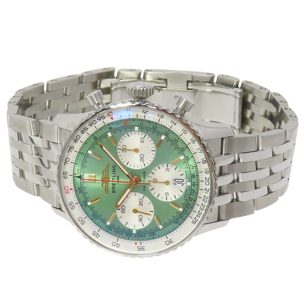 ナビタイマー 41 AB0139211L1A1 ステンレススチール SS グリーン 自動巻き メンズ