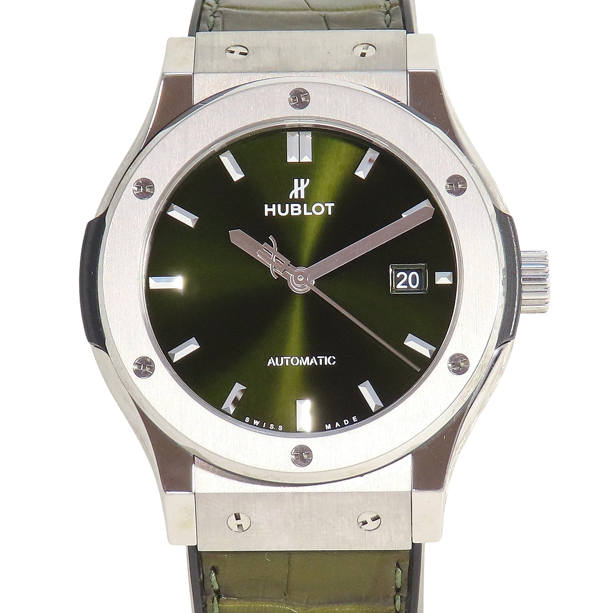 クラシック・フュージョン H542.NX.8970LR TI/革/ラバー グリーン 自動巻き メンズ