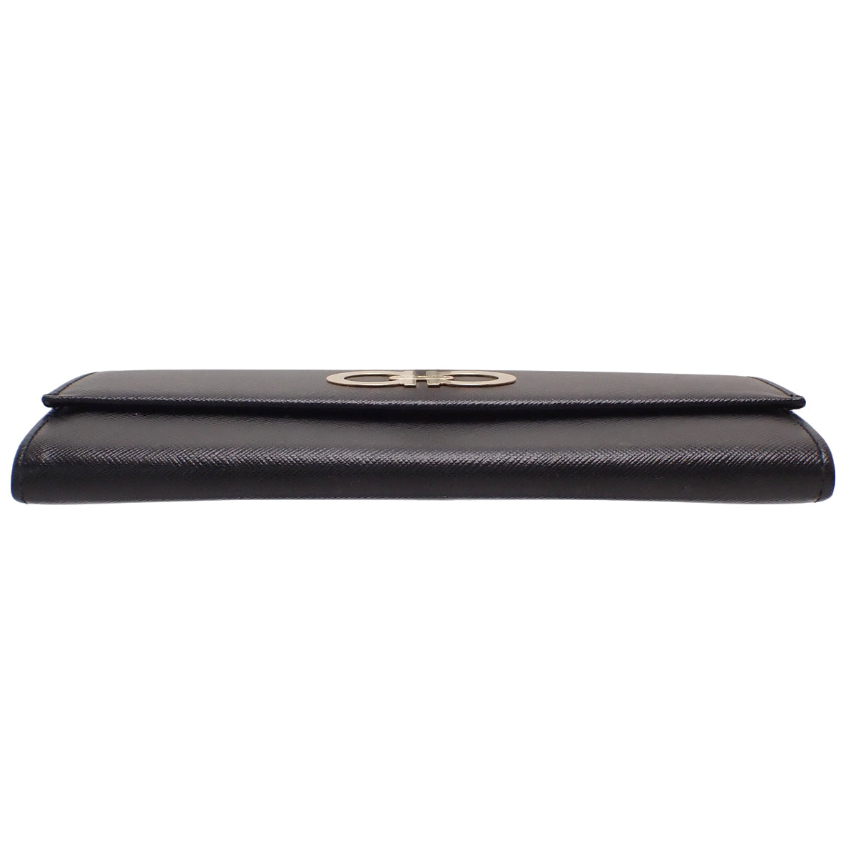 Gancini Bifold Long Wallet, Leather, Black, 227121
