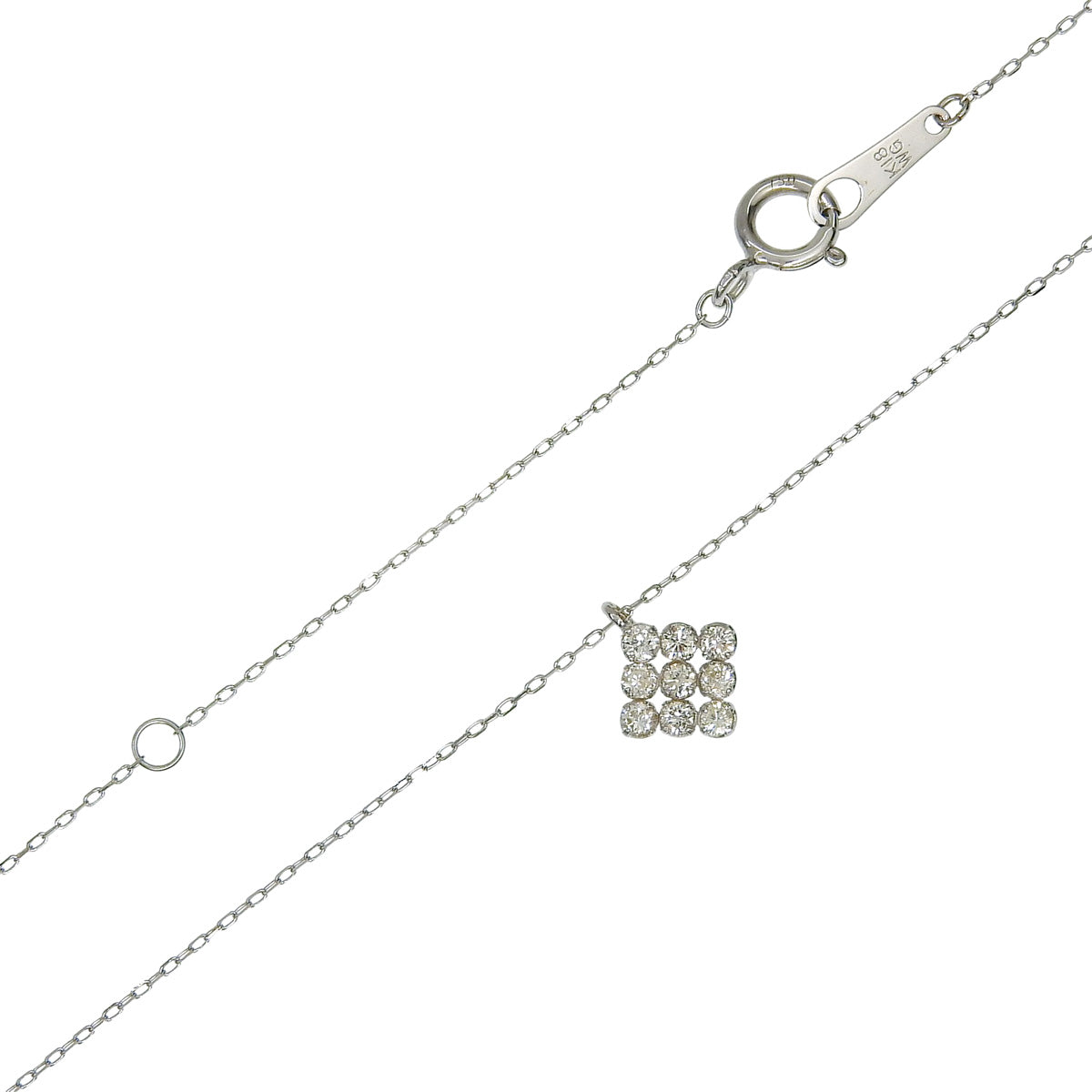 Diamond Necklace D0.13 White Gold K18WG 0.5g