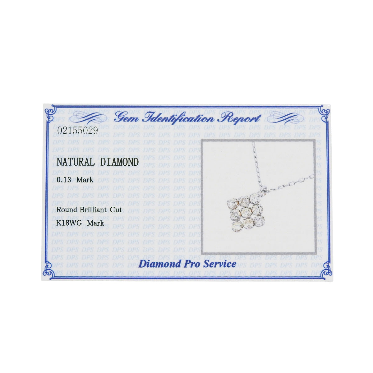 Diamond Necklace D0.13 White Gold K18WG 0.5g