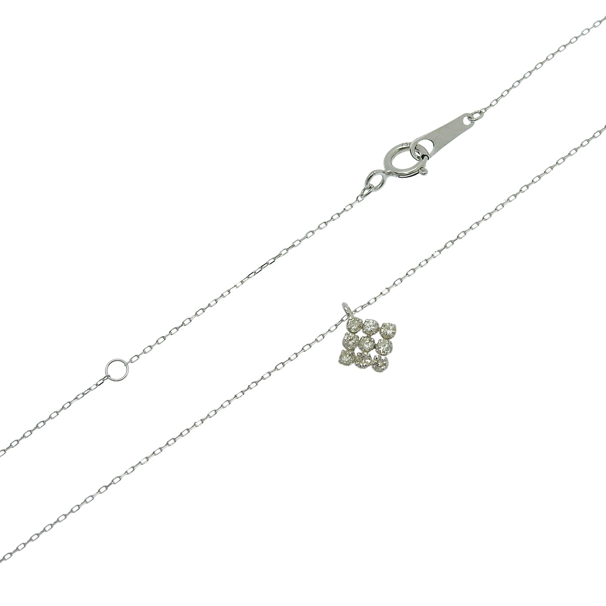 ダイヤモンド ネックレス D0.13 ホワイトゴールド K18WG 0.6g