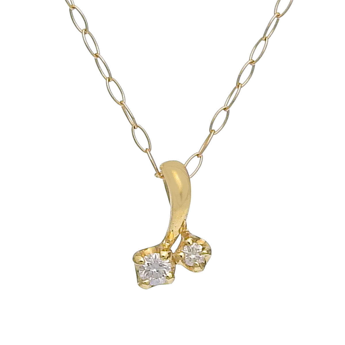 2PD Diamond Necklace D0.03 Yellow Gold K18YG 0.6g
