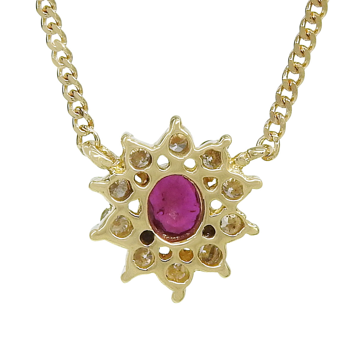 Ruby Diamond Necklace R0.18/D0.14 Yellow Gold K18YG 2.5g