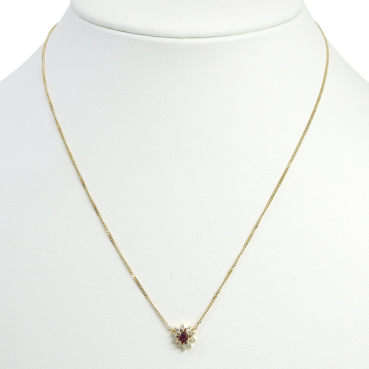 Ruby Diamond Necklace R0.18/D0.14 Yellow Gold K18YG 2.5g