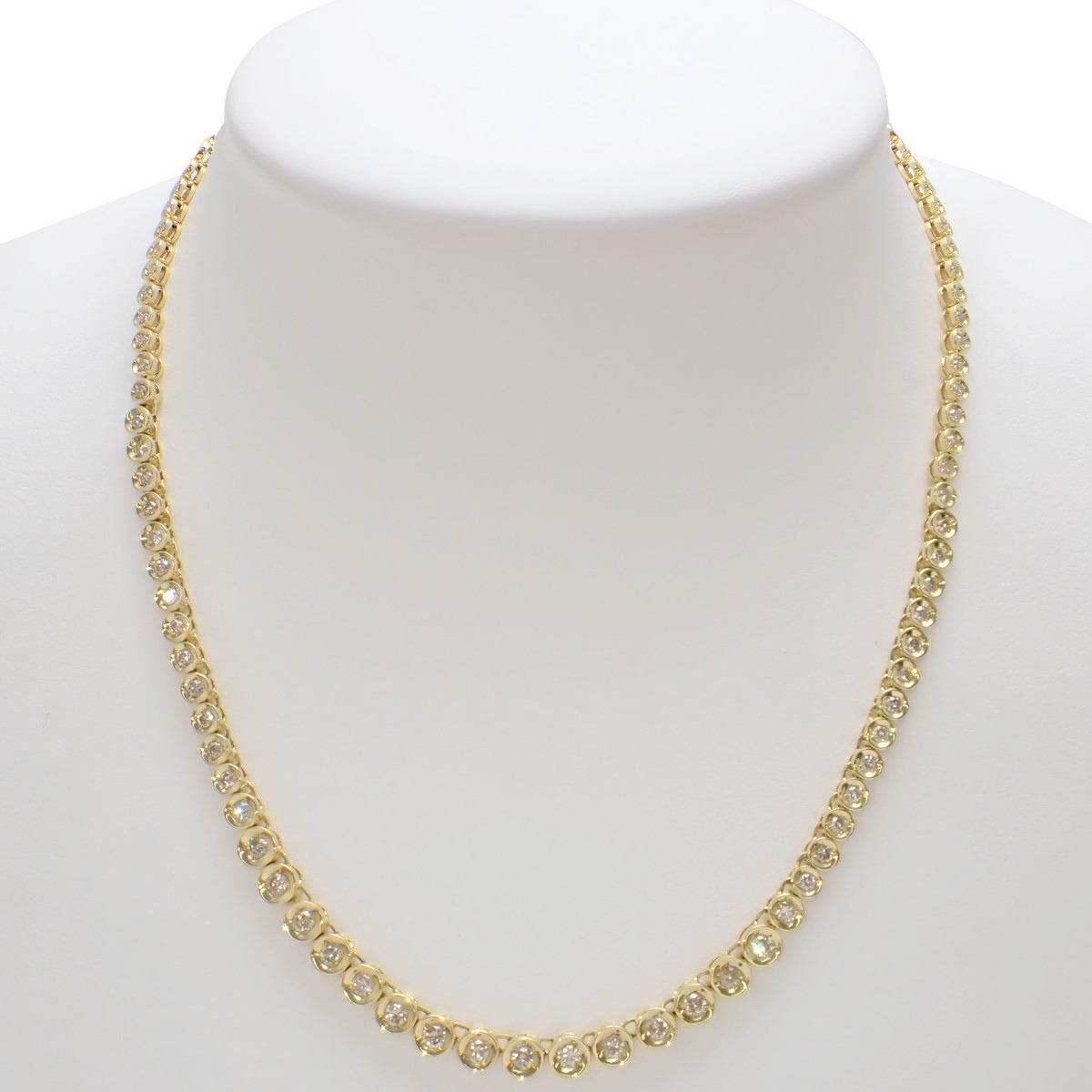 Tennis diamond necklace D3.00 Yellow gold K18YG 22.5g