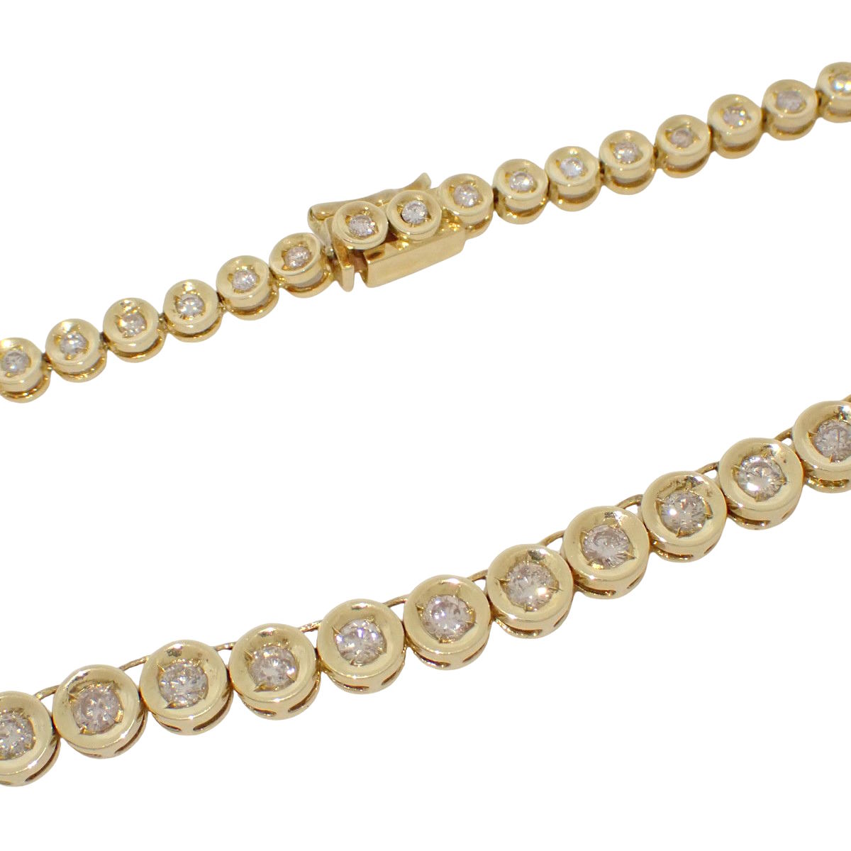Tennis diamond necklace D3.00 Yellow gold K18YG 22.5g