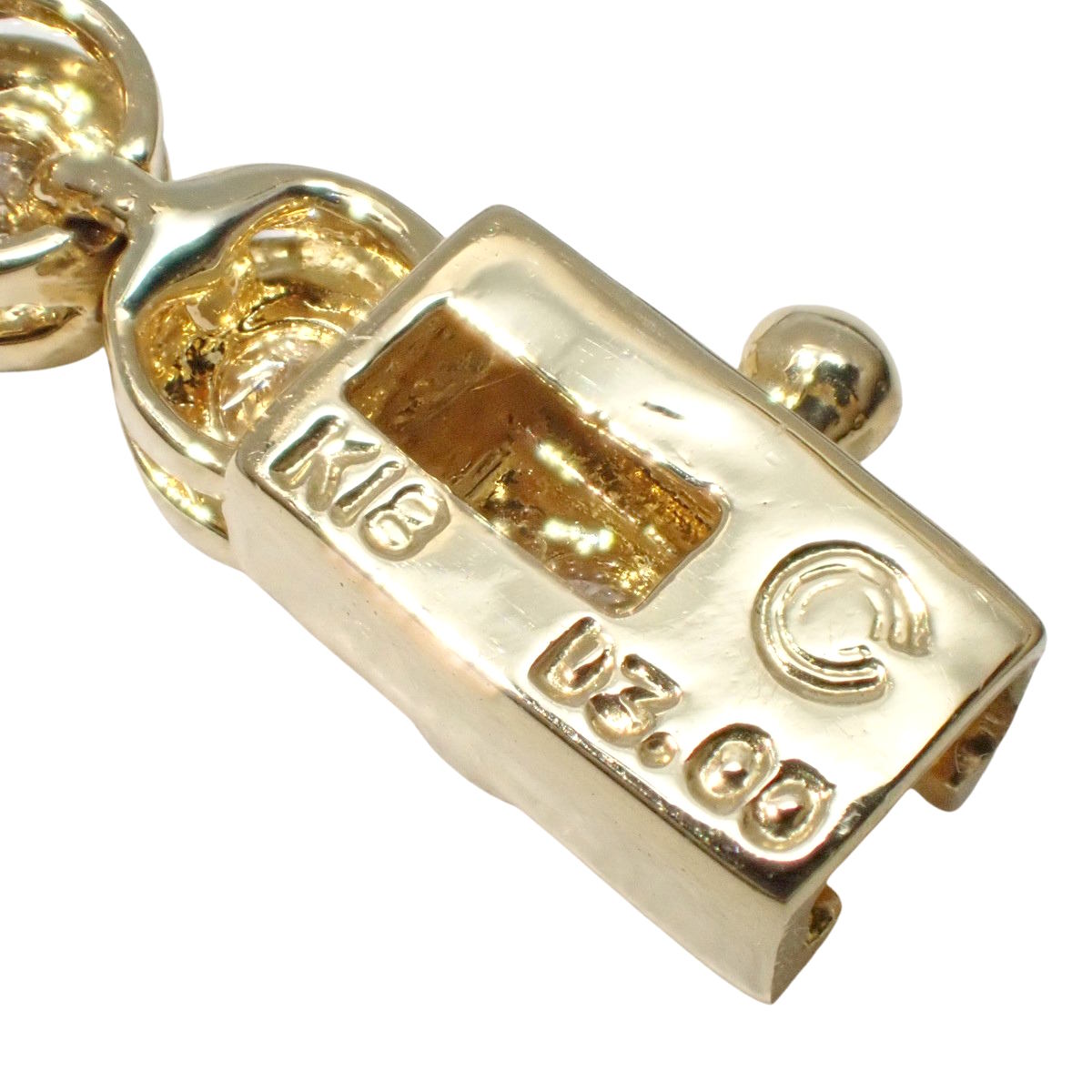 Tennis diamond necklace D3.00 Yellow gold K18YG 22.5g