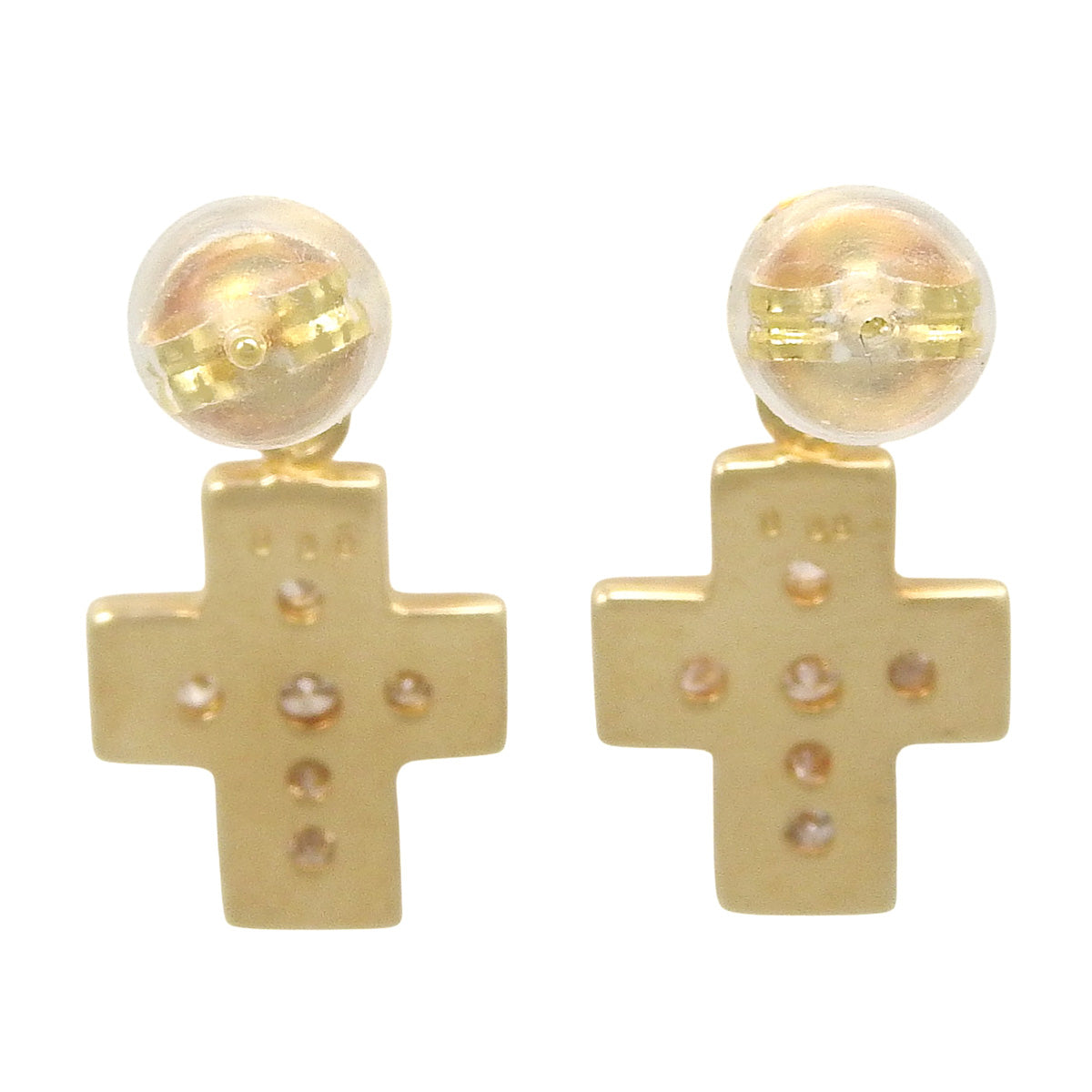 クロスダイヤモンドピアス D0.08,0.08 イエローゴールド K18YG 1.7g