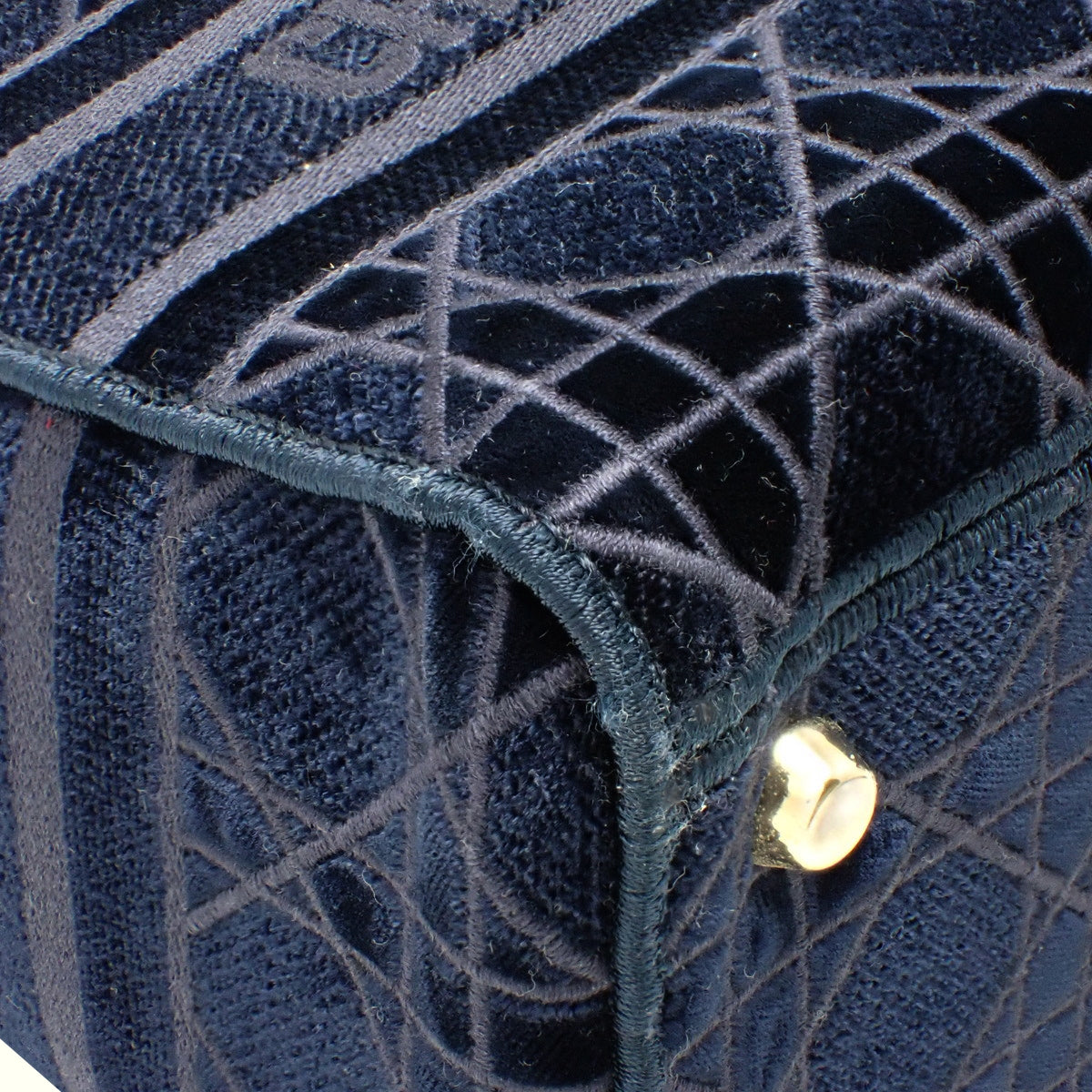 Cannage Lady Dior D-Lite Medium Velour Navy