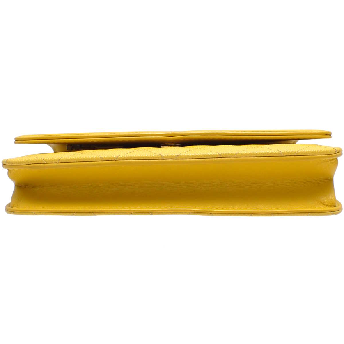 Matelasse CC Filigree Chain Wallet in Yellow Caviar Leather A84451