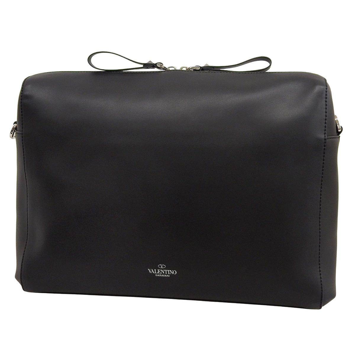 黑色皮革VLTN标志单肩包