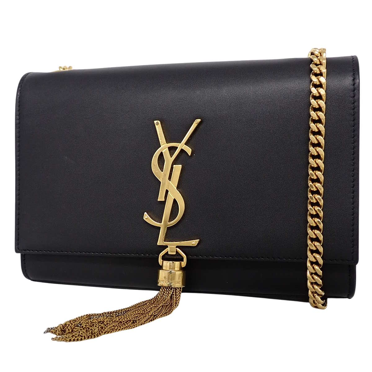 ケイト タッセル スモール チェーンショルダーバッグ レザー ブラック 474366