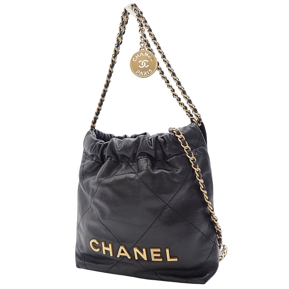 シャネル 22 ミニハンドバッグ ラムスキン ブラック AS3980