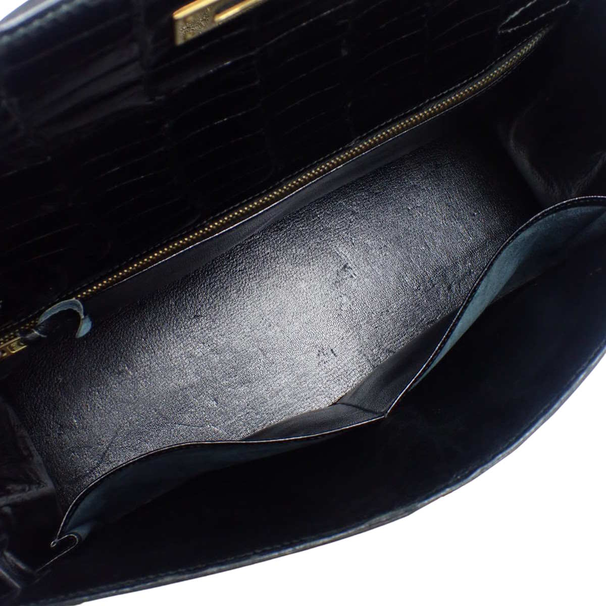 Kelly 32 (External Stitching) Crocodile Black with Gold Hardware and 〇I Stamp