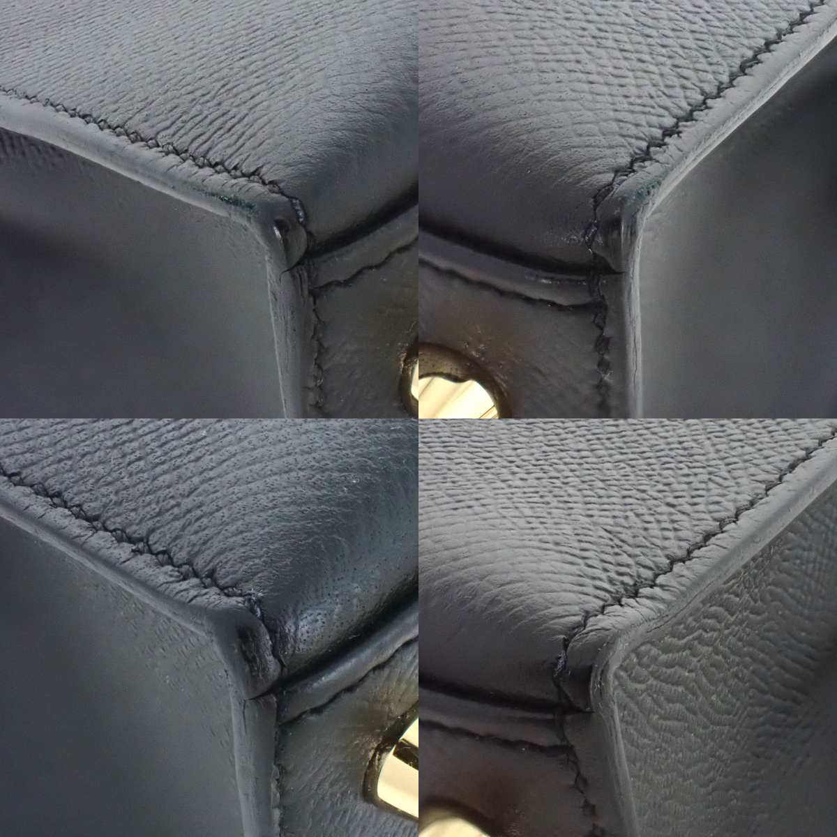 Kelly 25 (Exterior Stitched) Epsom Calfskin Leather, Black, Gold Hardware, X Stamp