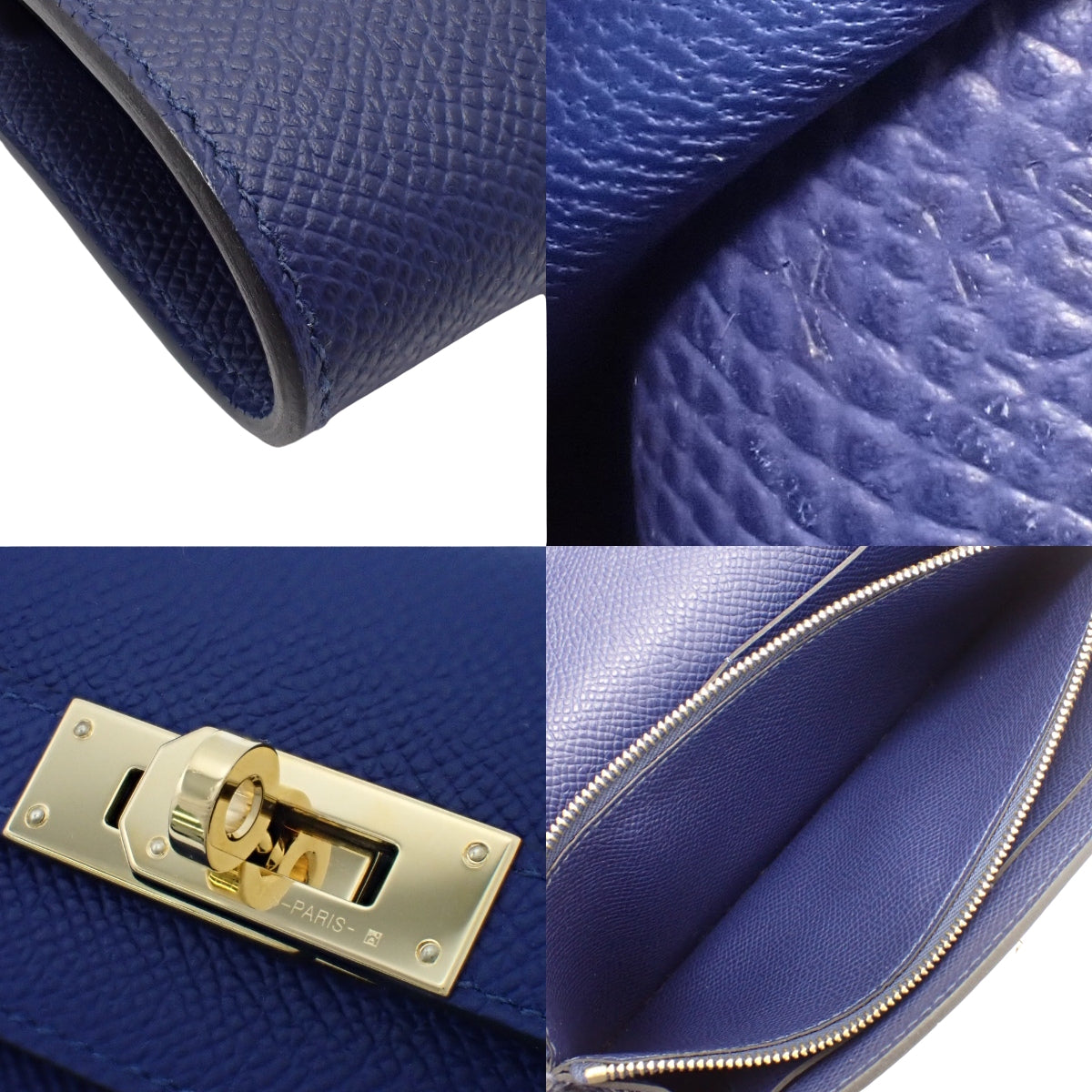 Kelly To-Go Wallet in Epson Blue Sapphire with Gold Hardware and K Stamp