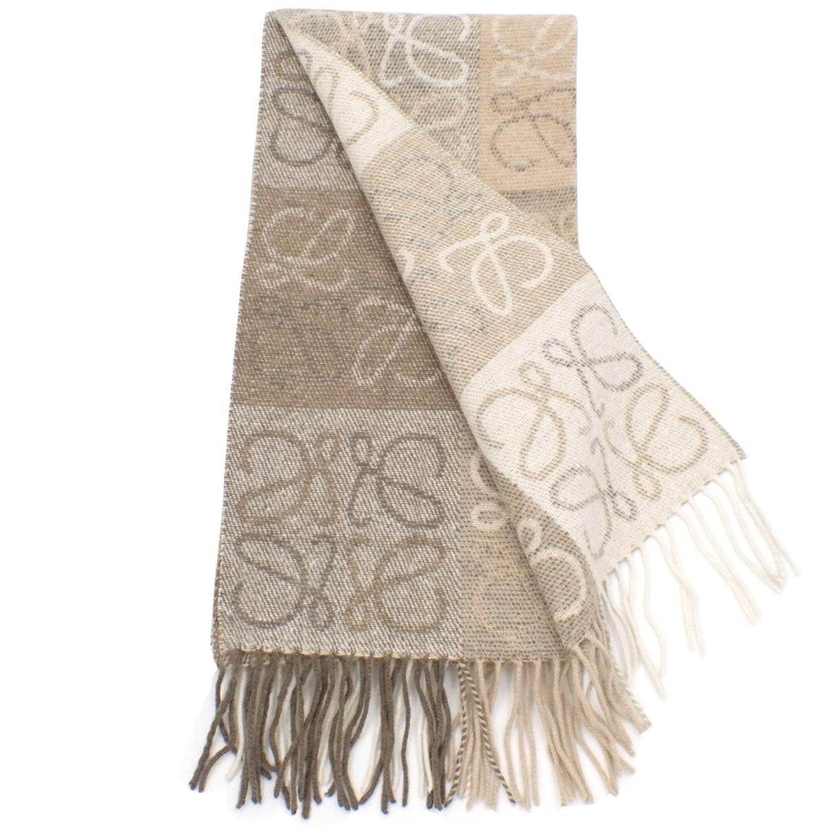 チェッカーボード スカーフ ウール カシミヤ F810487X17