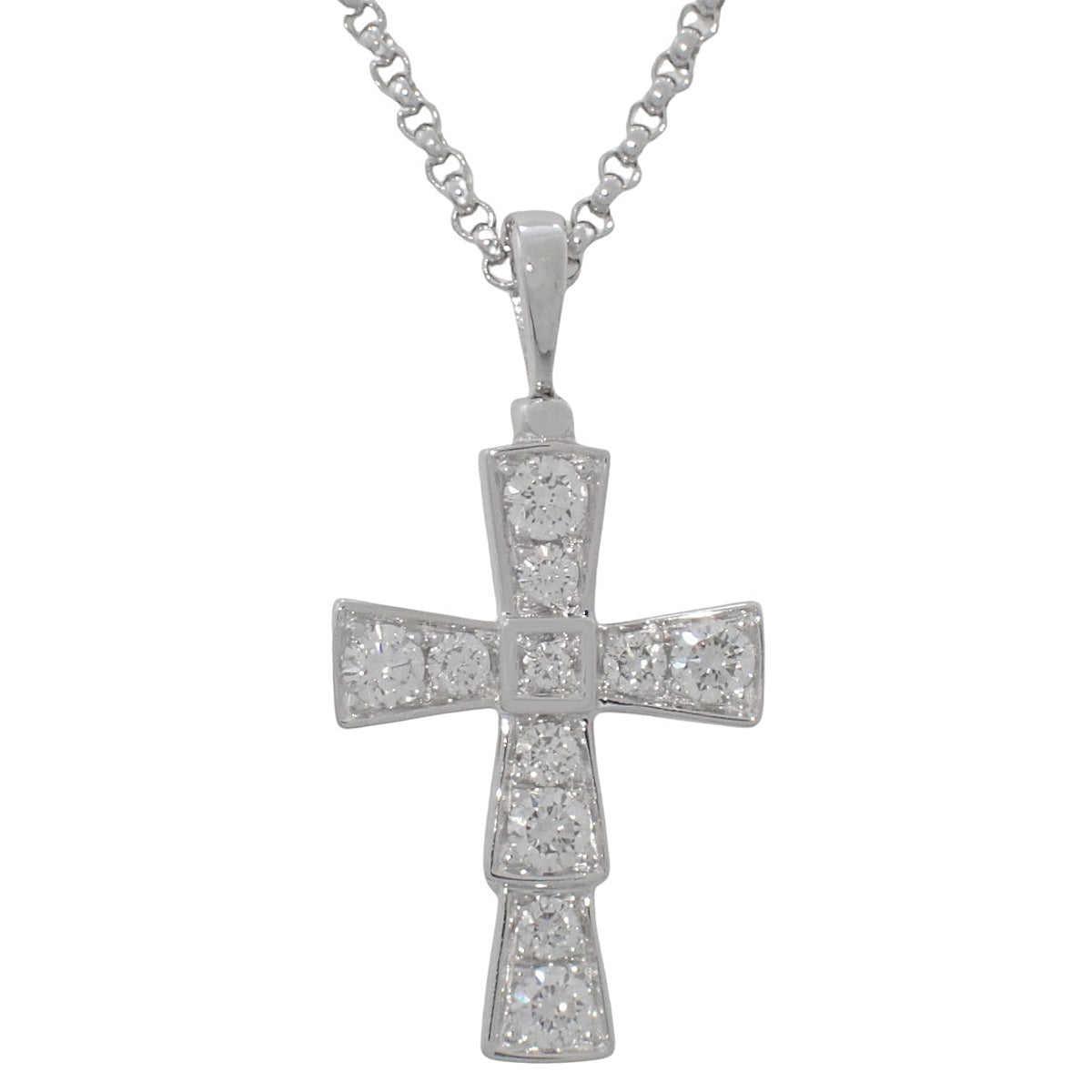 Serpenti Cross Necklace Diamond White Gold K18WG 6.7g