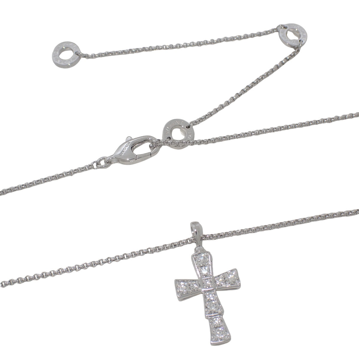 Serpenti Cross Necklace Diamond White Gold K18WG 6.7g