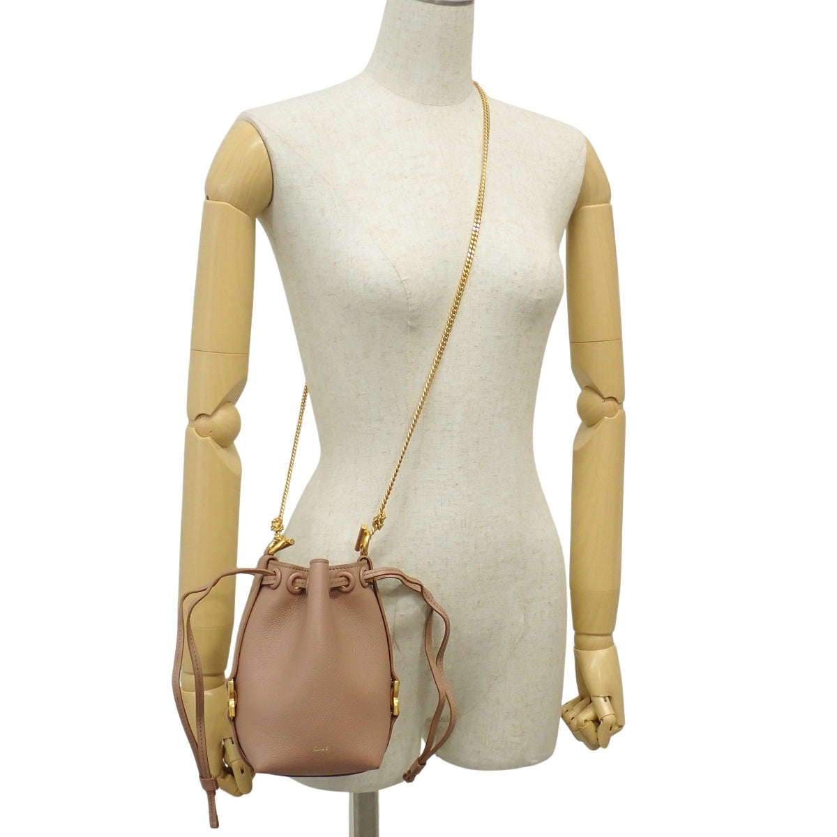 Micro Marcie bucket bag in leather, pink beige CHC23AP844I31