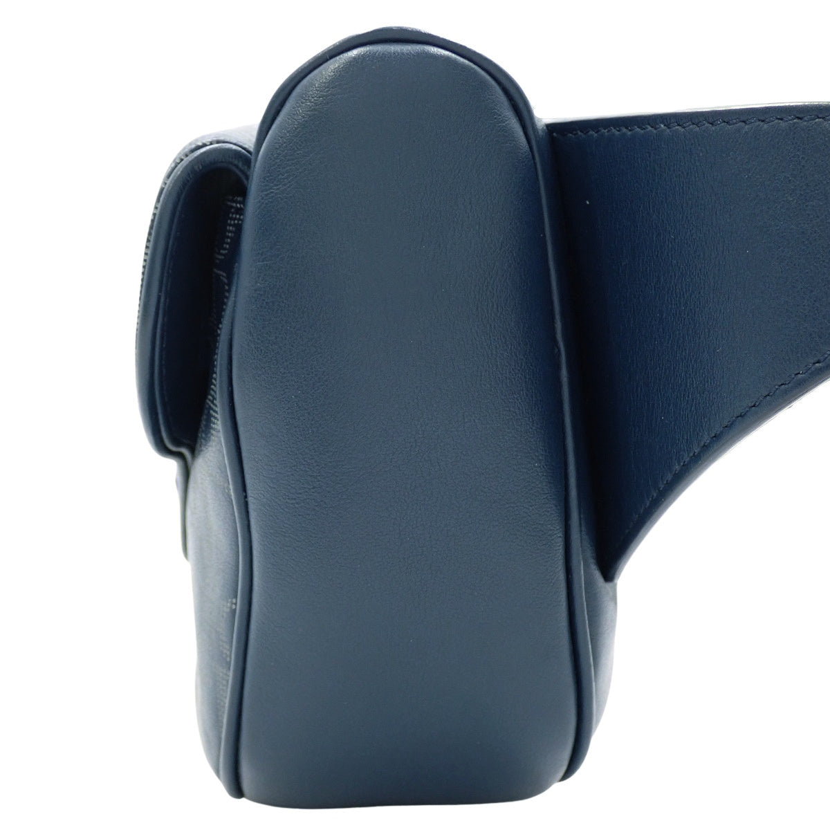 World Tour Oblique Saddle Belt Bag in Leather, Blue and Navy