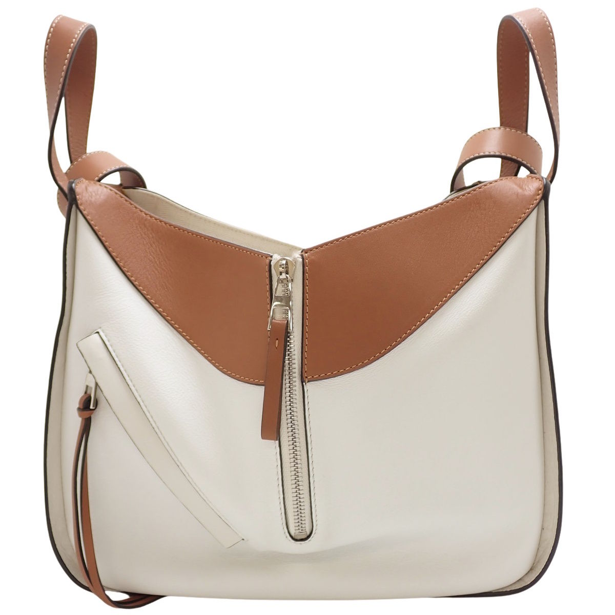 Hammock small bag in brown and white calfskin