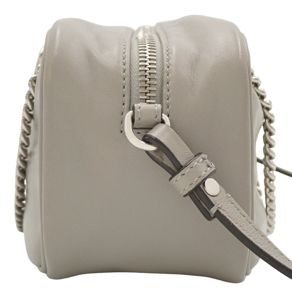 Vロゴ ハンドバッグ レザー グレー