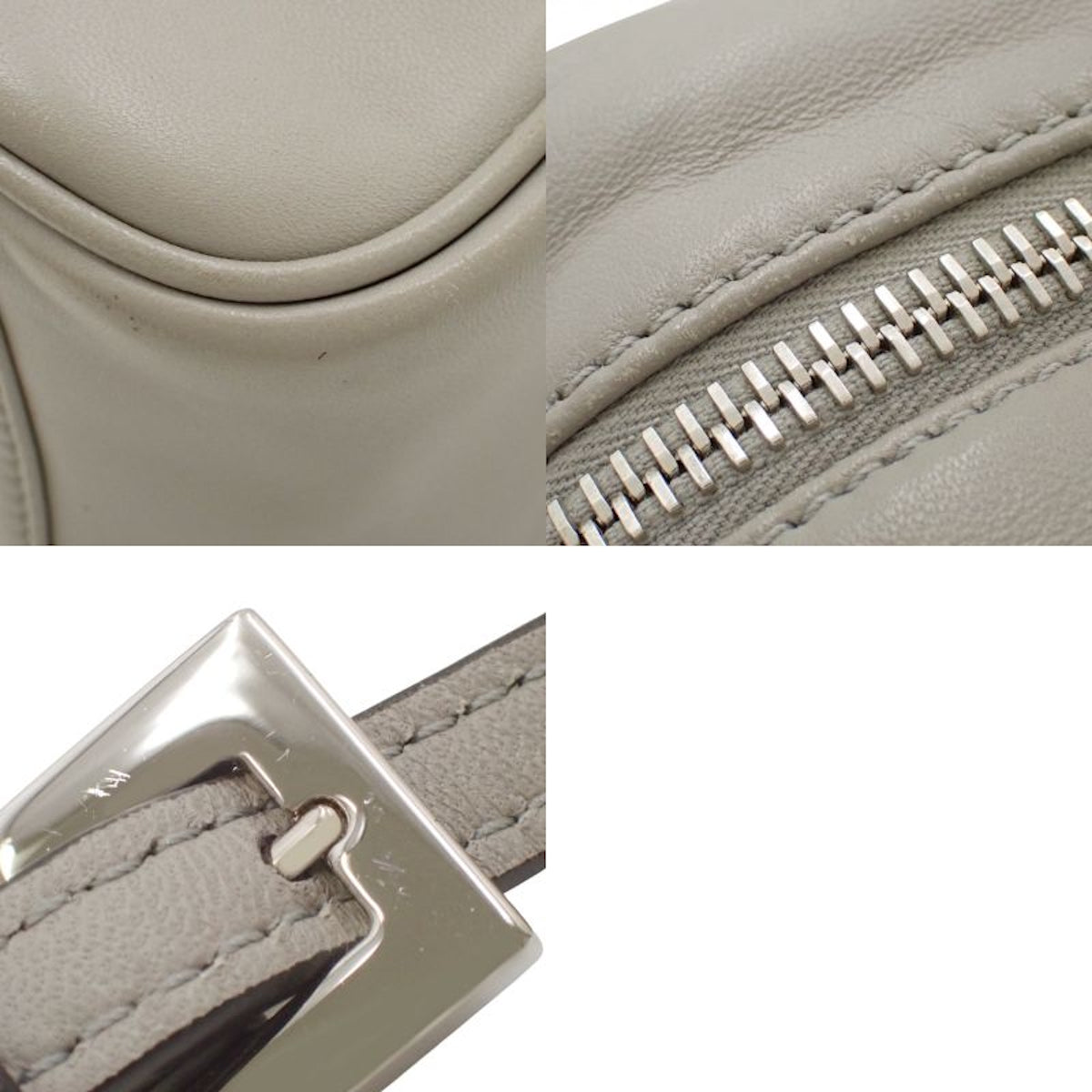 Vロゴ ハンドバッグ レザー グレー