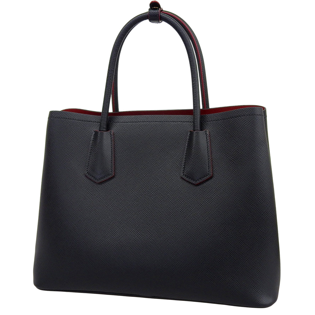 Double medium bag in Saffiano leather, NERO/FUOCO, 1BG775
