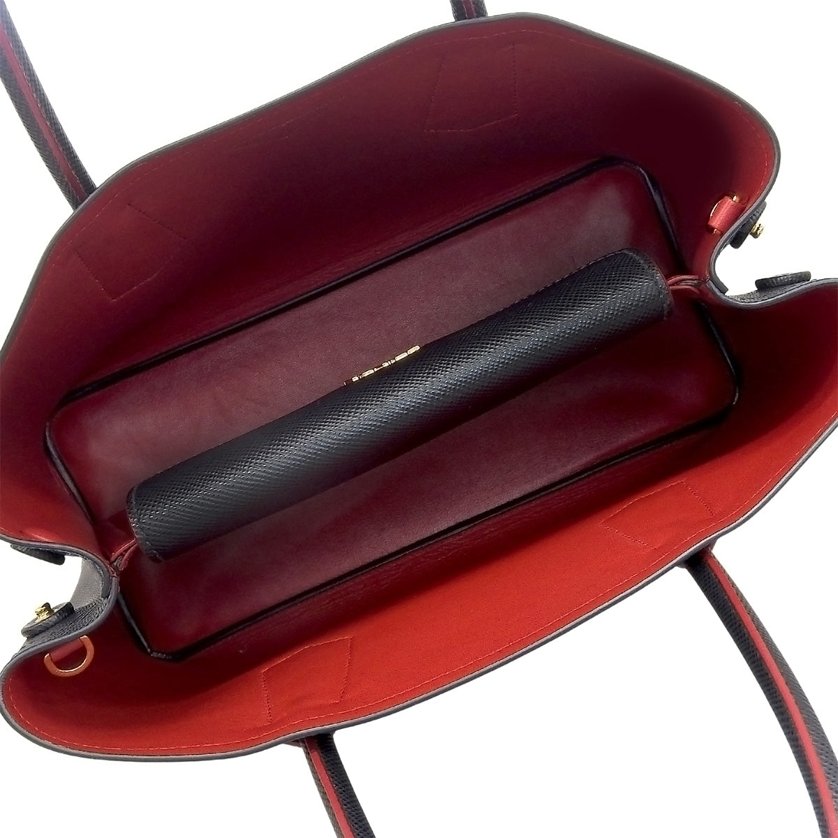 Saffiano 皮革双中号包,NERO/FUOCO,1BG775