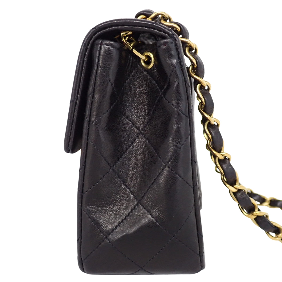 Matelasse Coco Mark Chain Shoulder Bag in Black Lambskin A01115