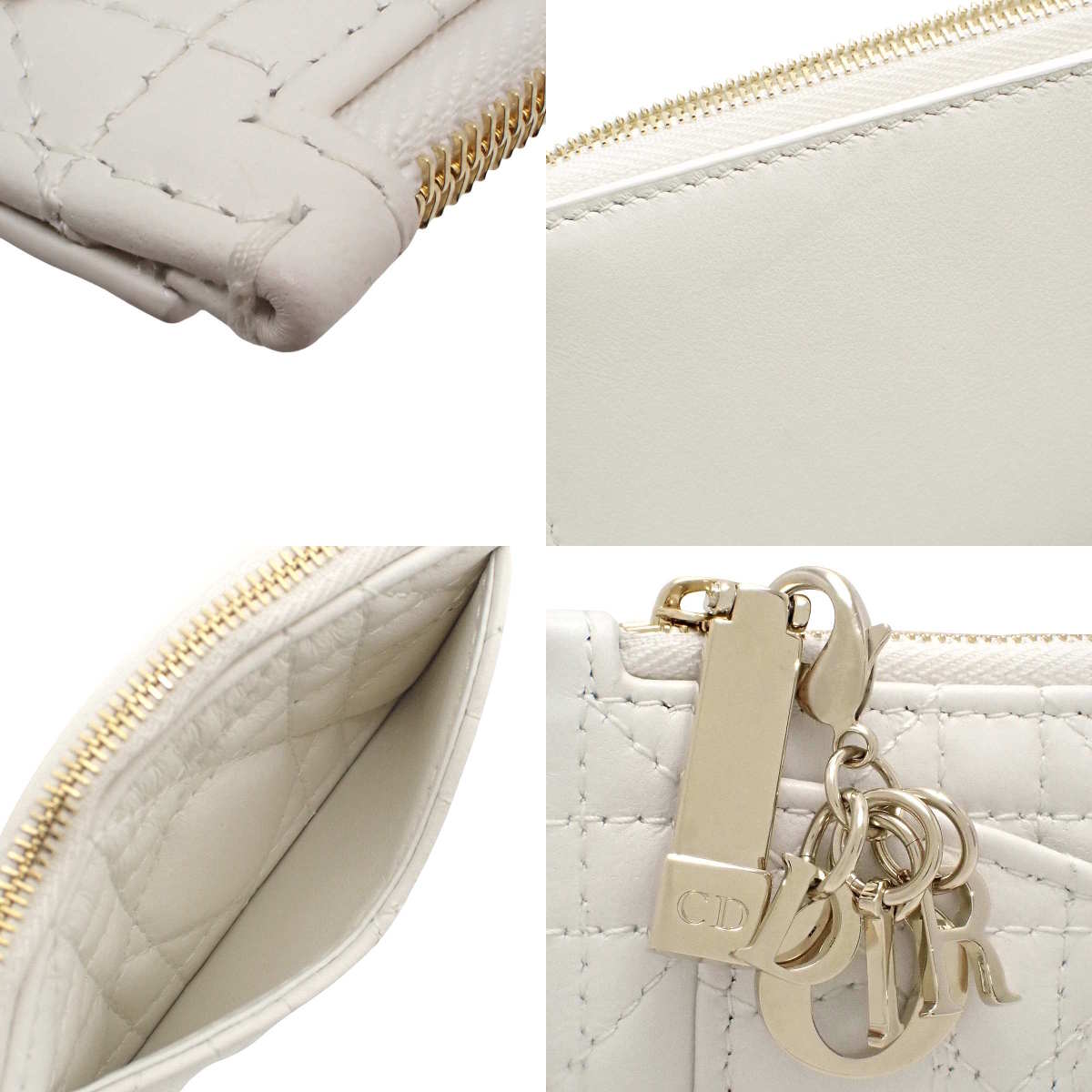 日本限定 Lady Dior Cosmos 拉链卡包,心形藤格纹羊皮和白色款 (S0965ONHG_M030)