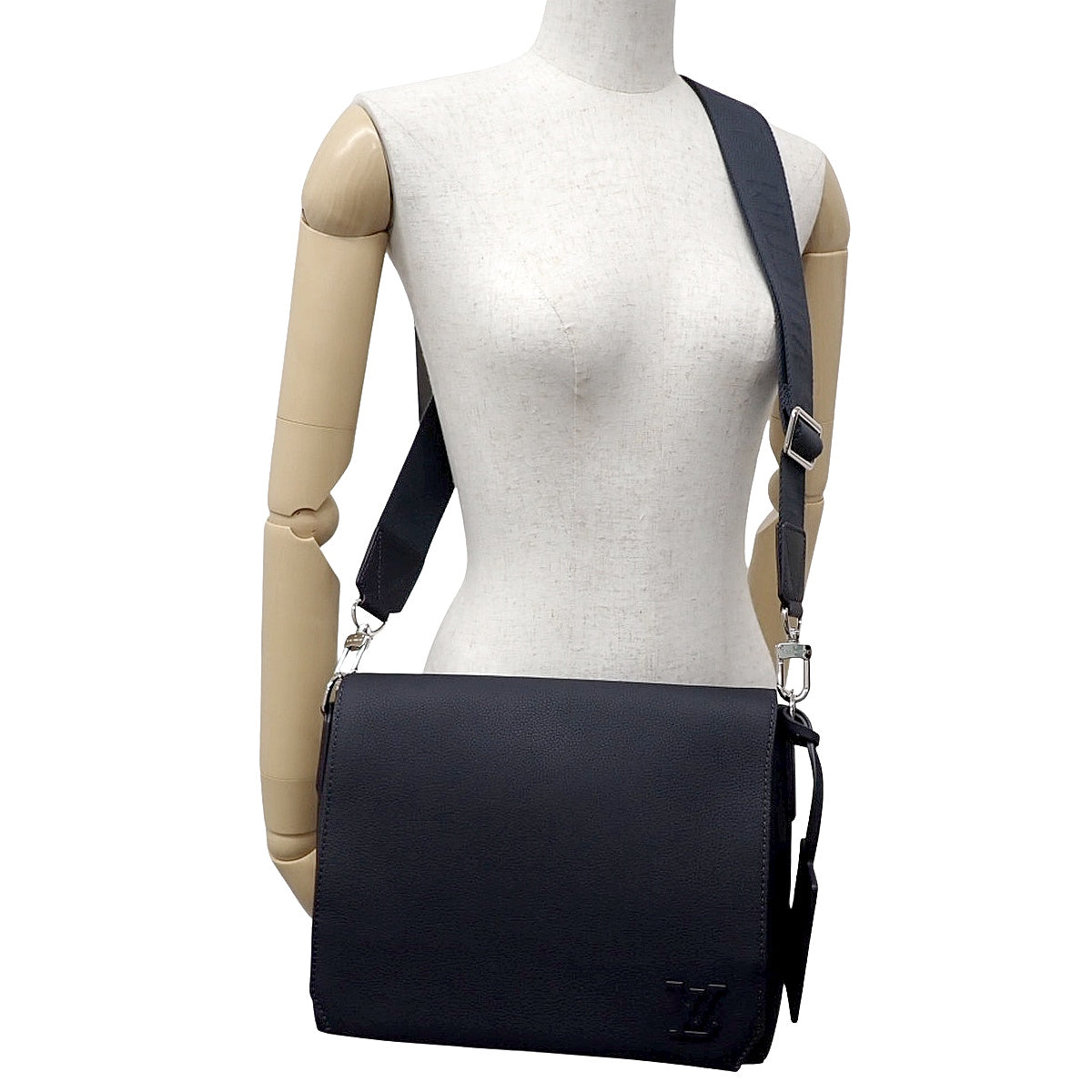 Aerogram Takeoff 粒面皮革斜挎包,海军蓝,M21363