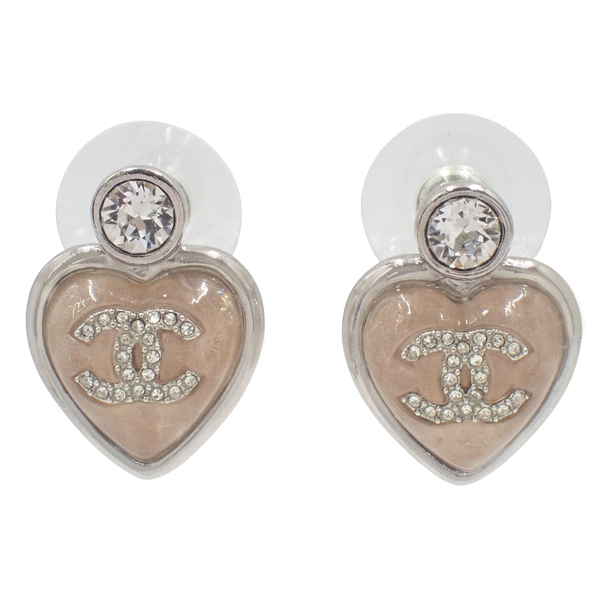 ココマーク ラインストーン ハートピアス メタル