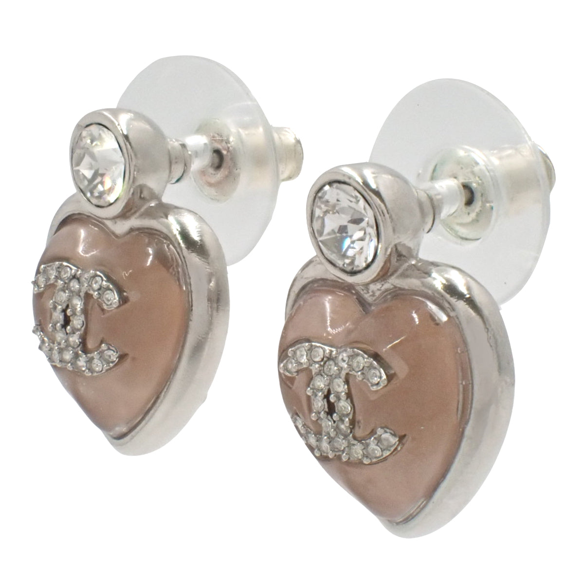 ココマーク ラインストーン ハートピアス メタル