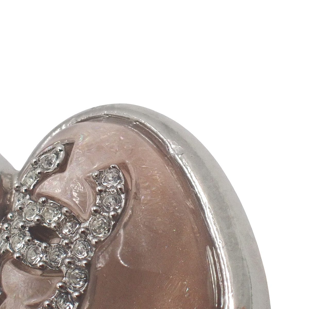 ココマーク ラインストーン ハートピアス メタル