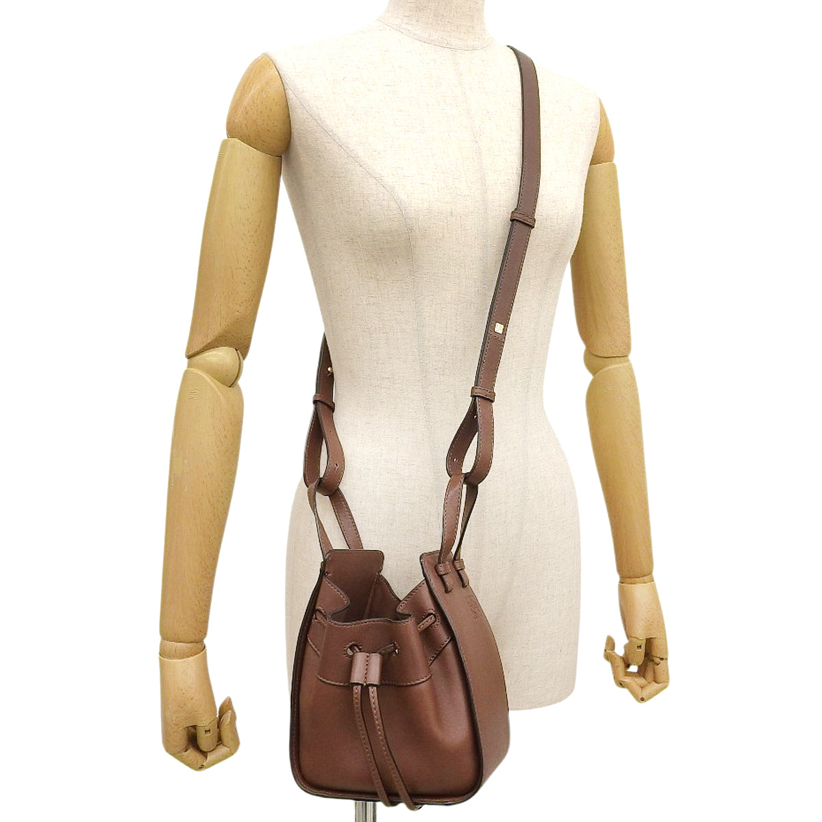 Hammock Drawstring Mini Calfskin Dark Brown