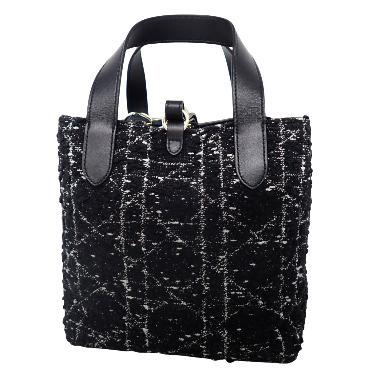 カナージュ トゥジュール バーティカル トートバッグ スモール ツイード レザー ブラック