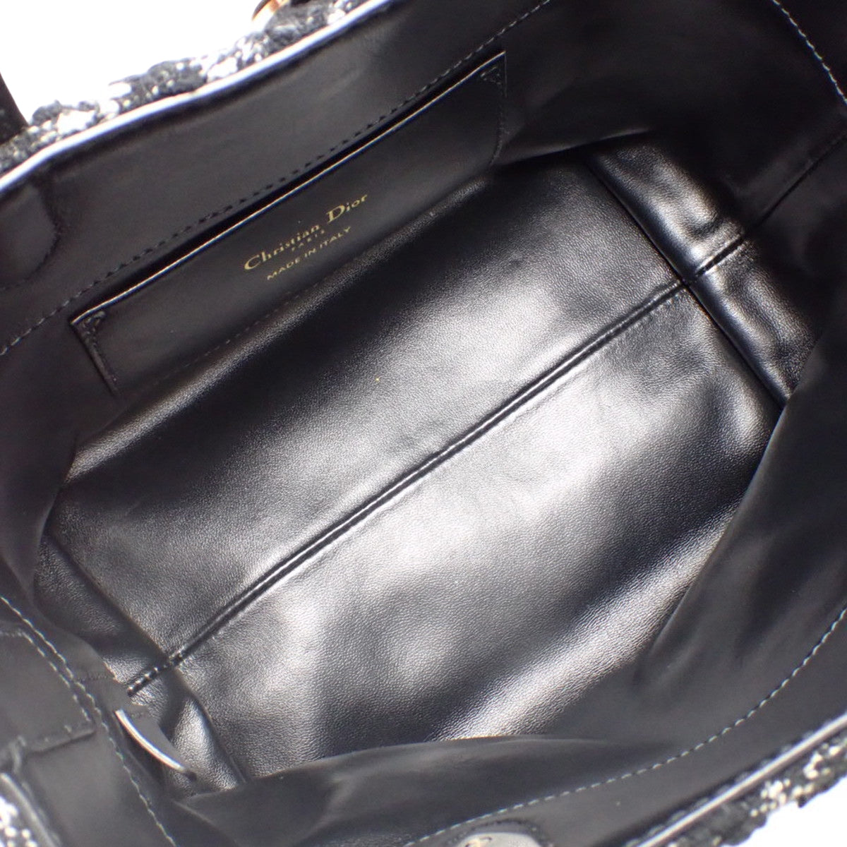 Cannage Toujours Vertical Tote Bag, Small, Tweed and Leather, Black