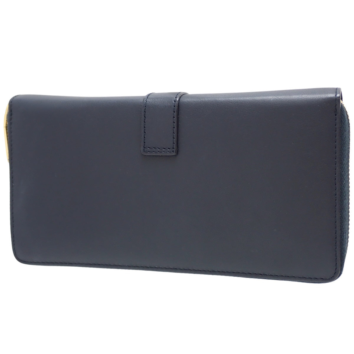 Round Zip Long Wallet Leather Navy 414570