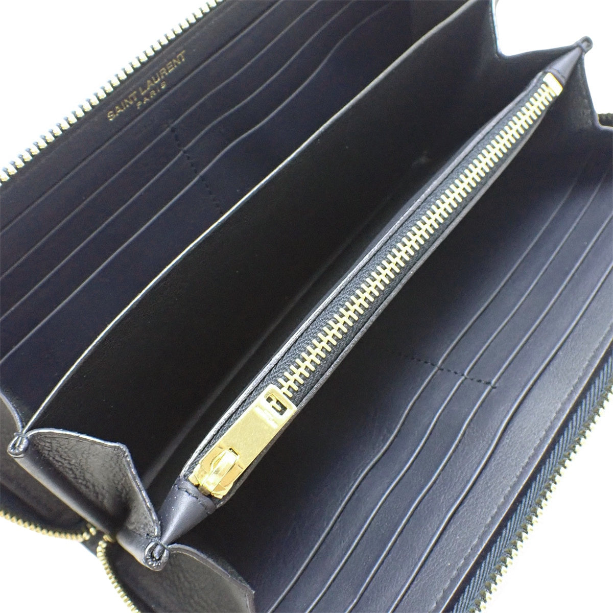 ラウンドジップ ロングウォレット レザー ネイビー 414570