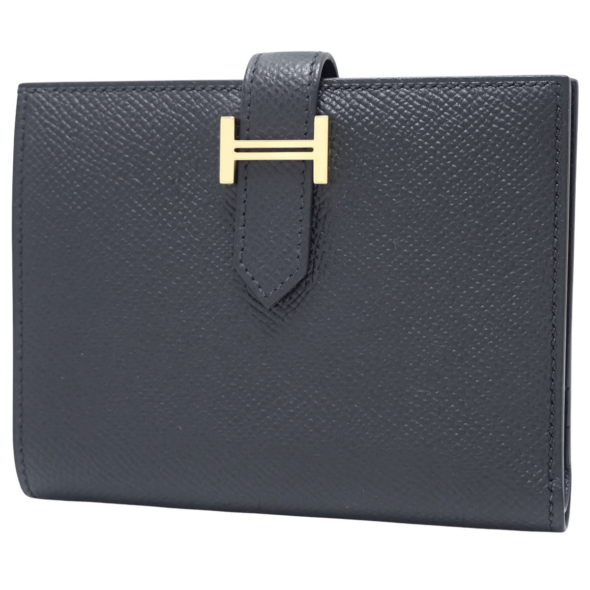 Béarn Compact Togo Black Gold Hardware W-stamp