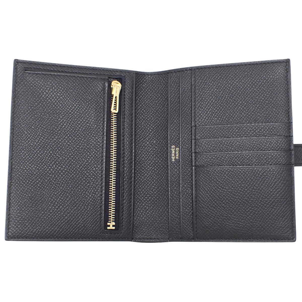 Béarn Compact Togo Black Gold Hardware W-stamp