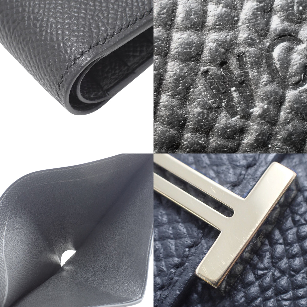 Béarn Compact Togo Black Gold Hardware W-stamp