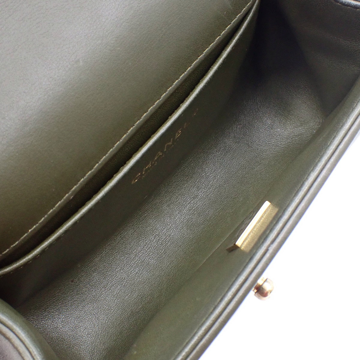 Boy Chanel Matelasse Small Chain Shoulder Bag in Khaki Lambskin A67085