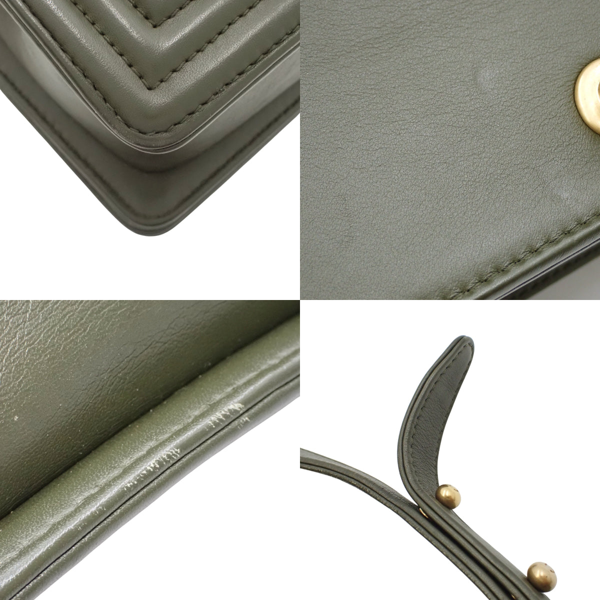 Boy Chanel Matelasse Small Chain Shoulder Bag in Khaki Lambskin A67085