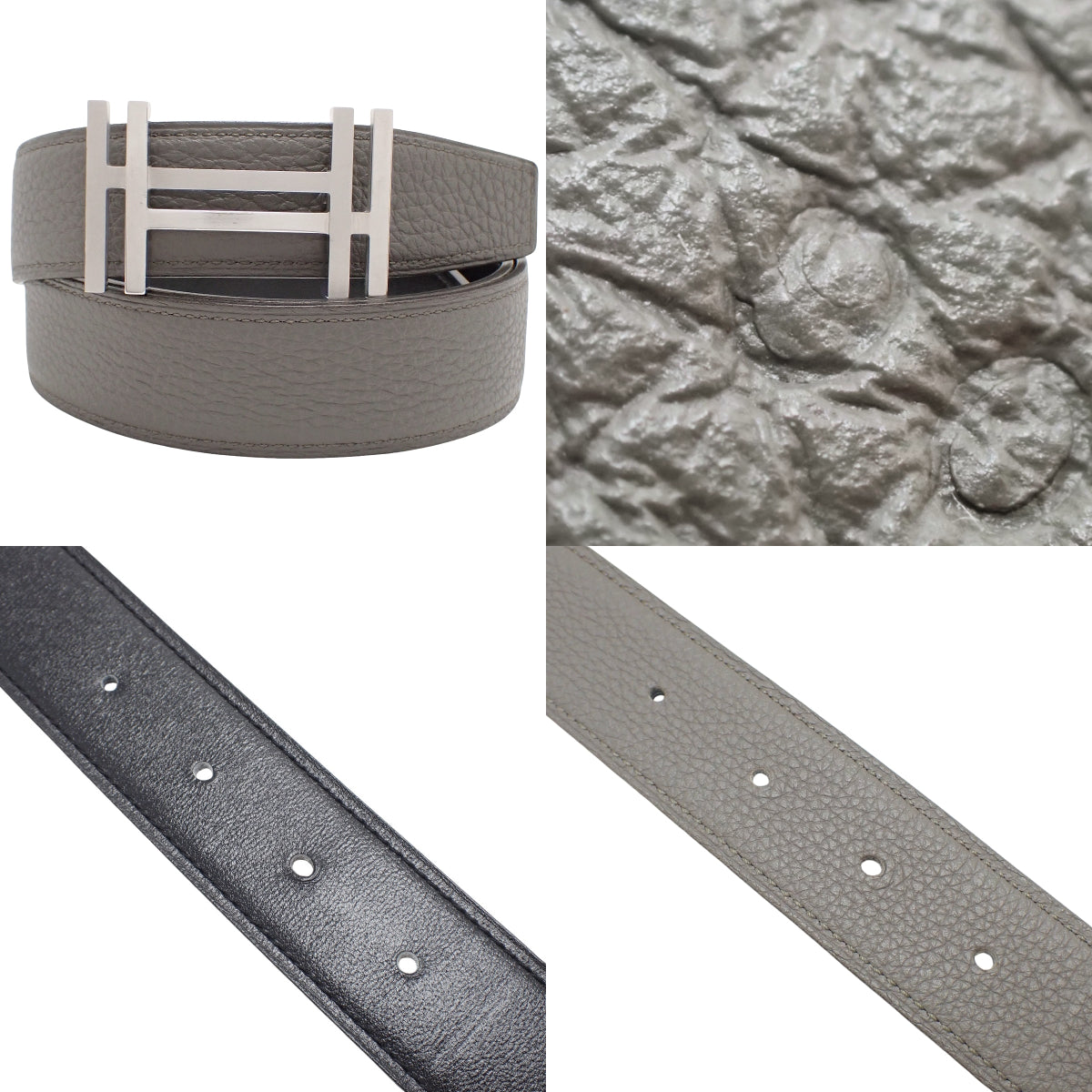 H・オ・カレ ベルト 32 レザー トリヨンクレマンス エタン D刻印